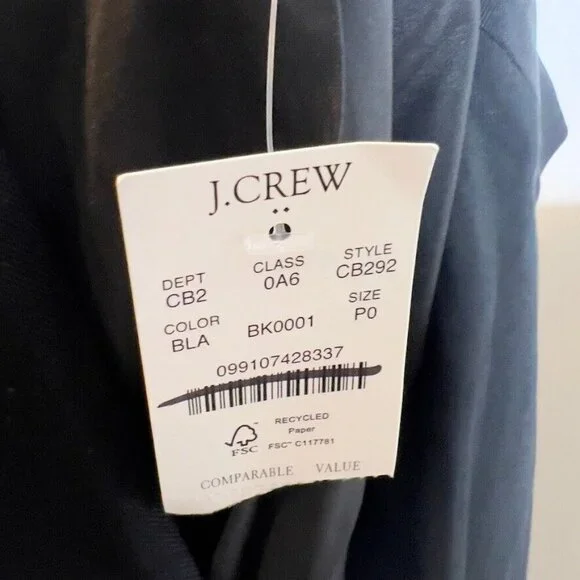 J.Crew Petite $218 Drapey twill double-breasted blazer Black Size 0P CB292
